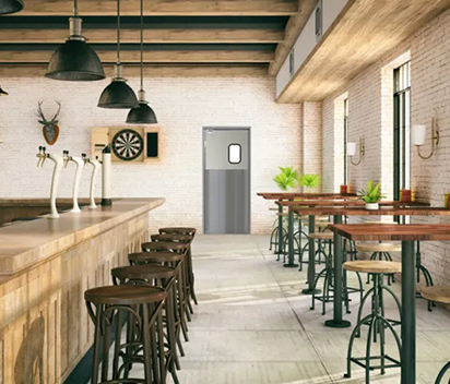 Space-Saving Traffic Doors for Restaurant Kitchens Layouts